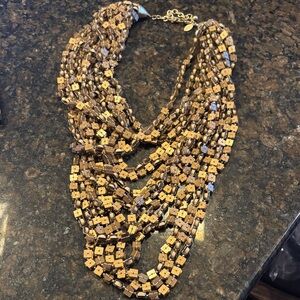Chico's Multi-Strand Tan and Brown Necklace
